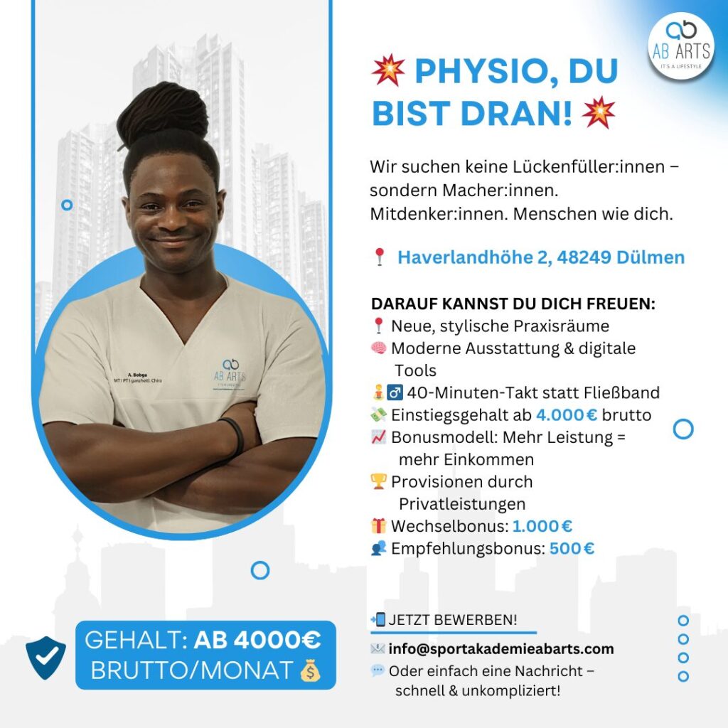 Karrierechance als Physiotherapeut:in in Dülmen – Werde Teil der Sport Akademie AB Arts!