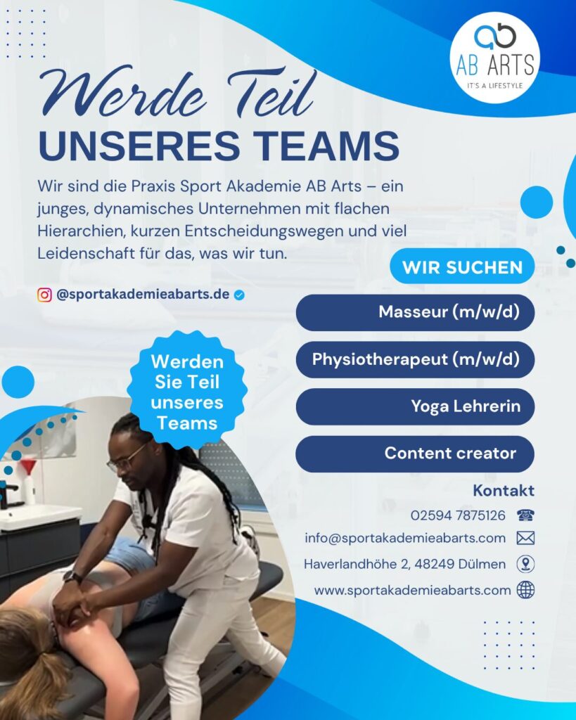 Stellenangebote in Dülmen: Werde Teil unseres Teams bei Sport Akademie AB Arts!